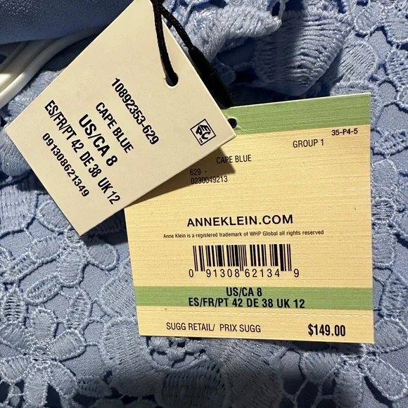 Anne Klein Blue Sleeveless Ruffle Mock Neck Dress - Picture 10 of 11